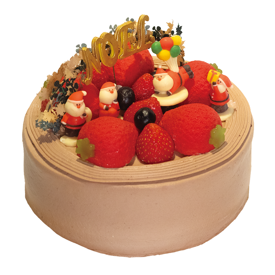 可愛い苺たちとサンタのXmas生チョコデコレーション〜ムースをたっぷり添えて〜5号